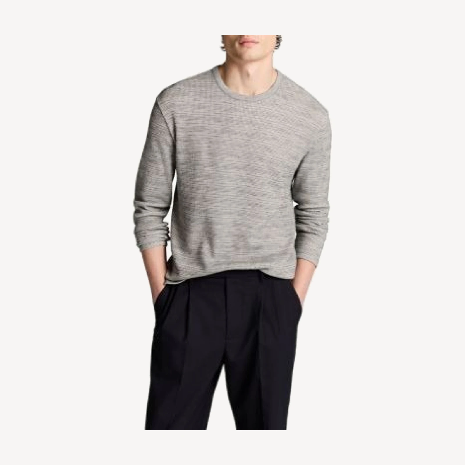 Vince Space Dye Thermal Stripe Crewneck Shirt