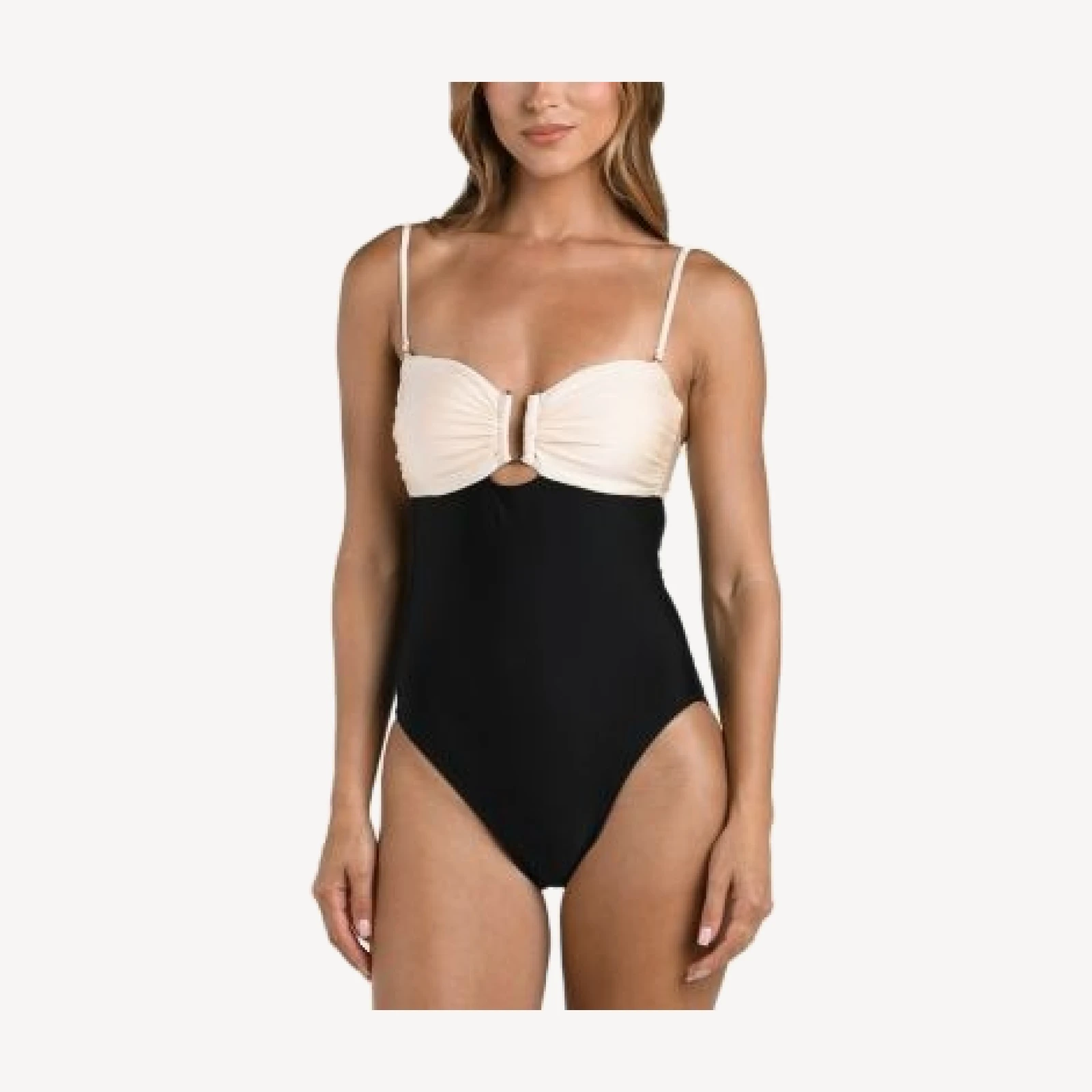 L'Agence Emilia Solids Color Block Bandeau One Piece Swimsuit
