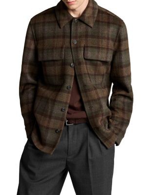 Vince Night Leaf Wool Blend Splittable Plaid Shirt Jacket
