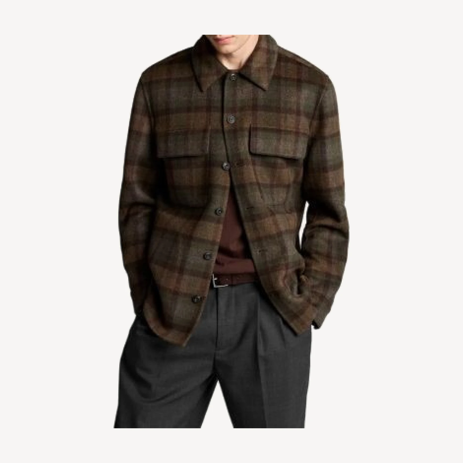 Vince Night Leaf Wool Blend Splittable Plaid Shirt Jacket