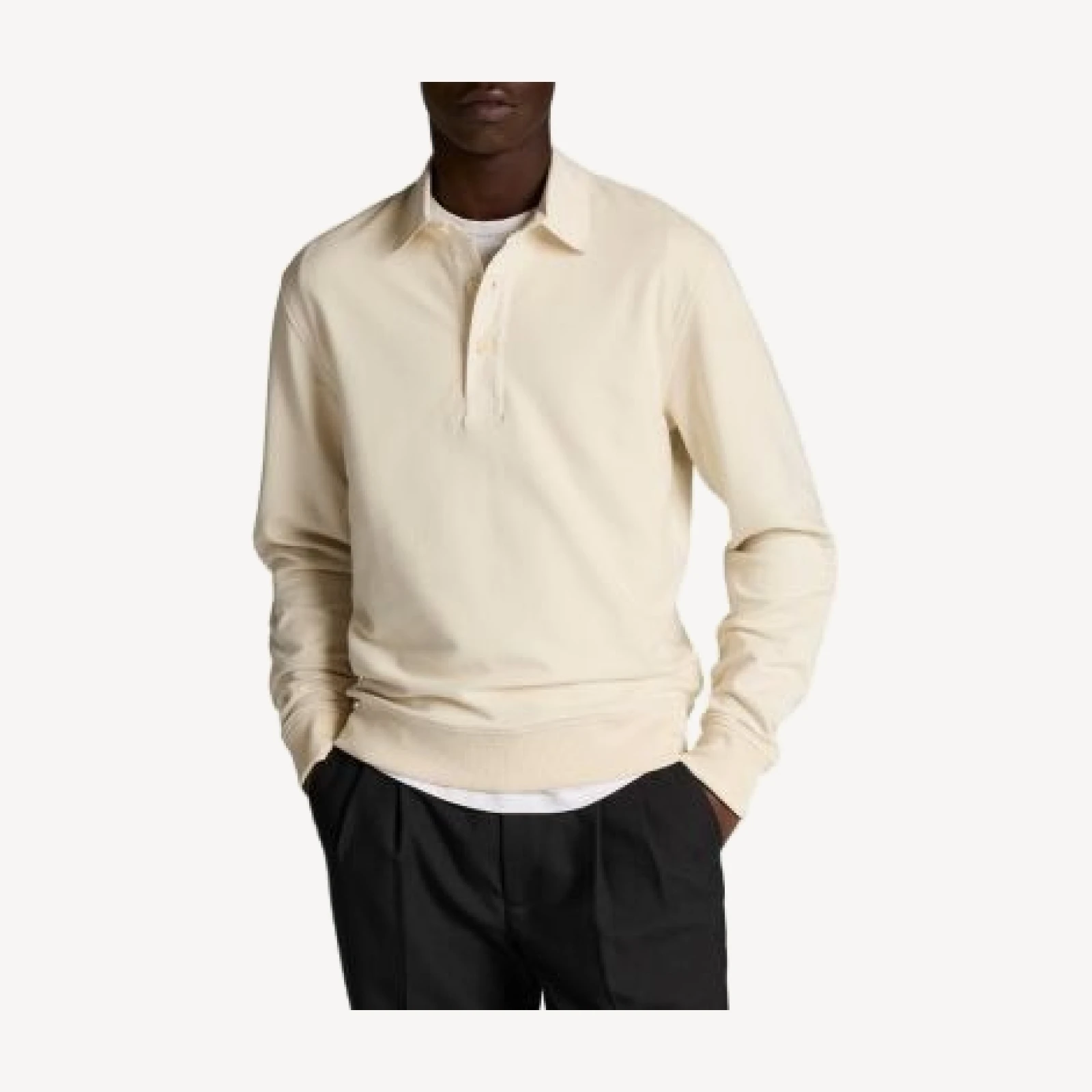 Vince French Terry Travel Long Sleeve Polo