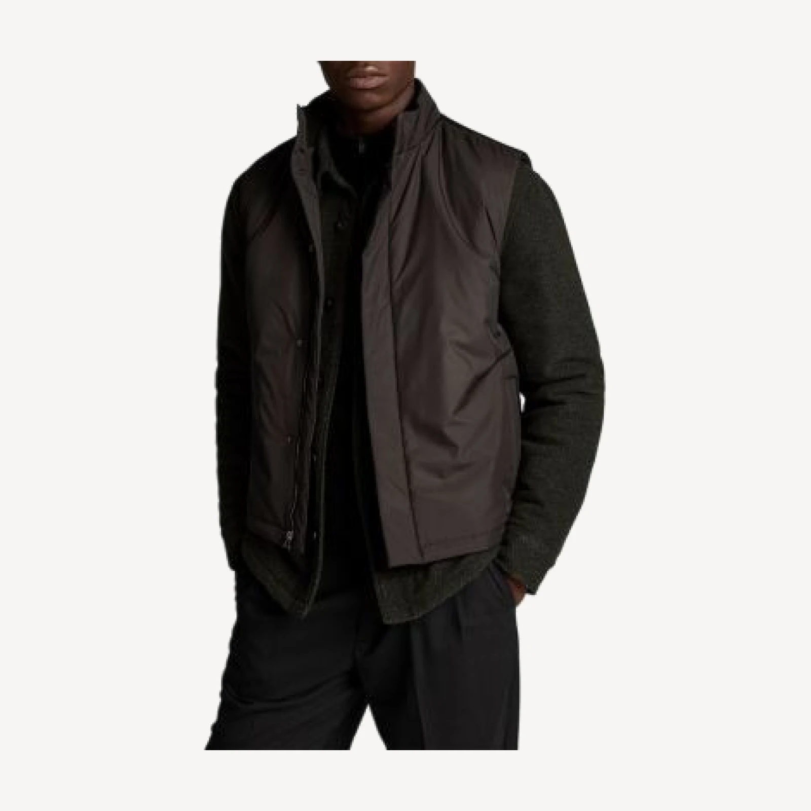 Vince Black Stand Collar Insulated Vest