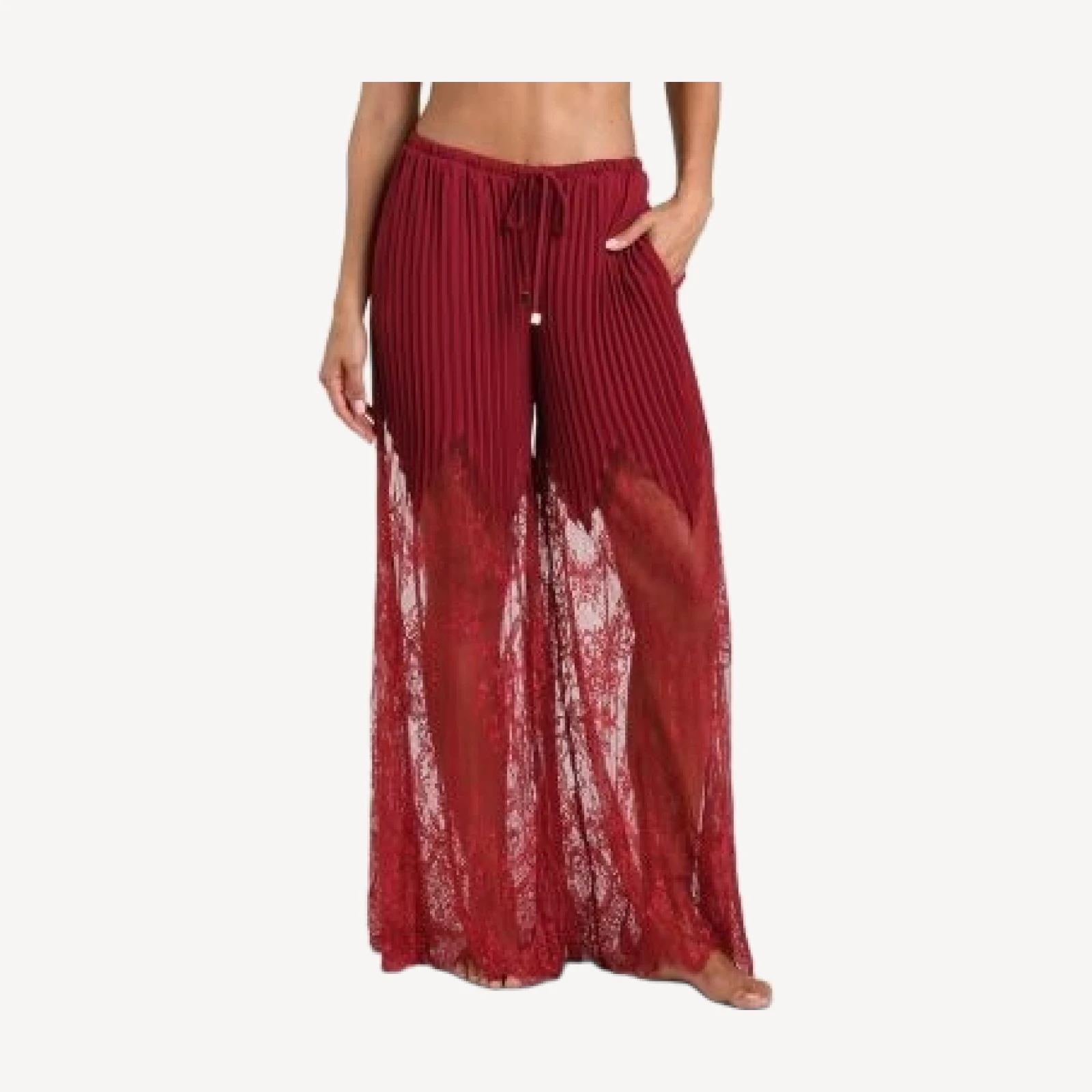 L'Agence Sharon Lace Solids Wide Leg Pants Swim Cover-Up