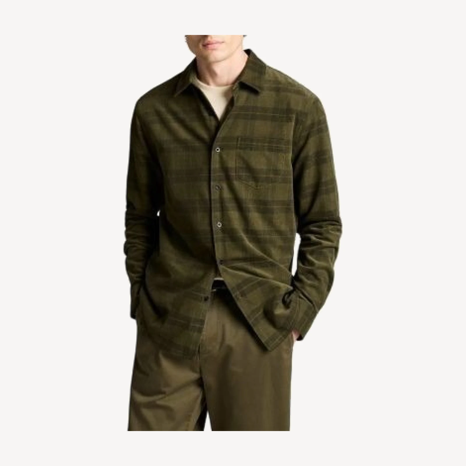 Vince Hamilton Cotton Corduroy Plaid Shirt