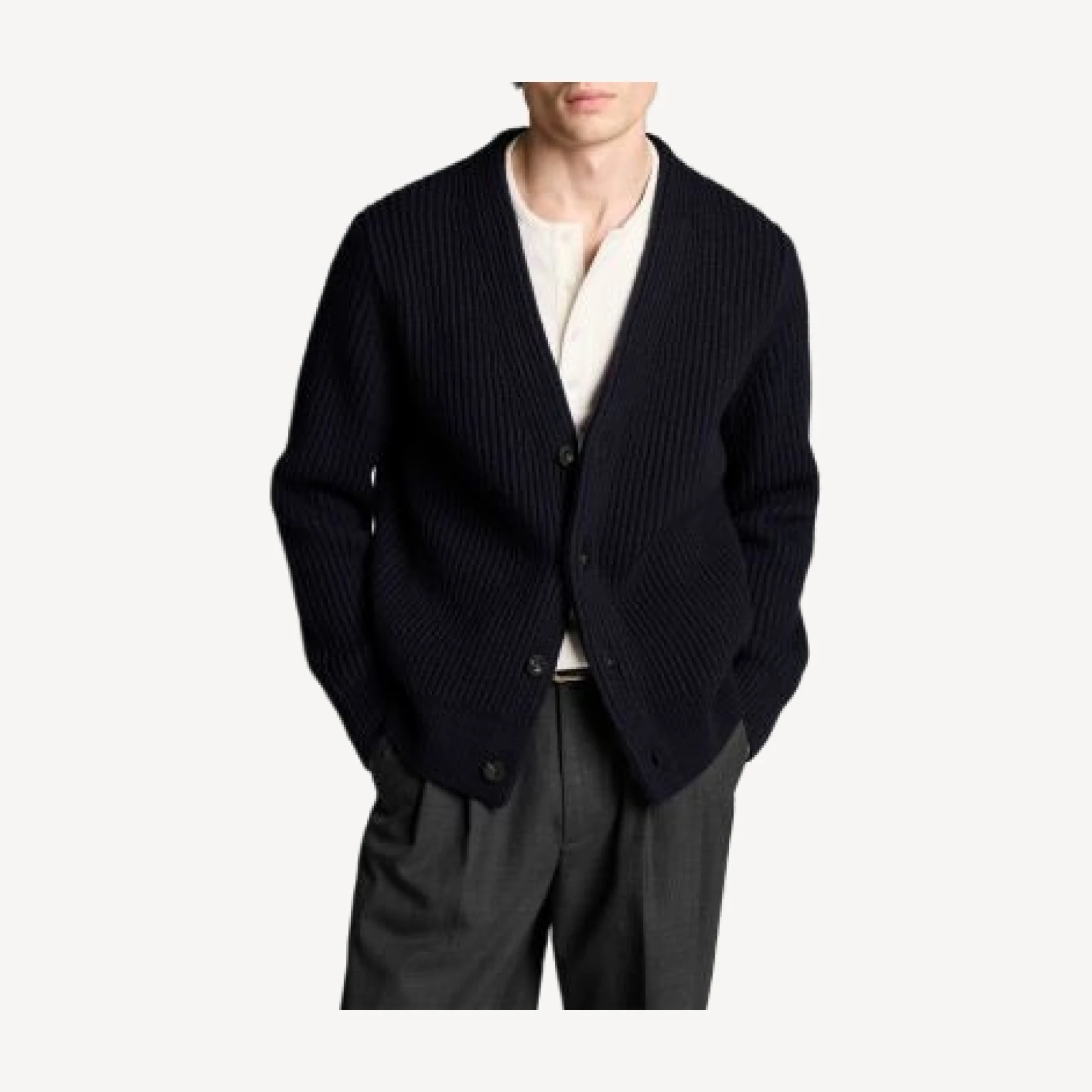 Vince Winter Rib Wool Blend Button Cardigan Sweater