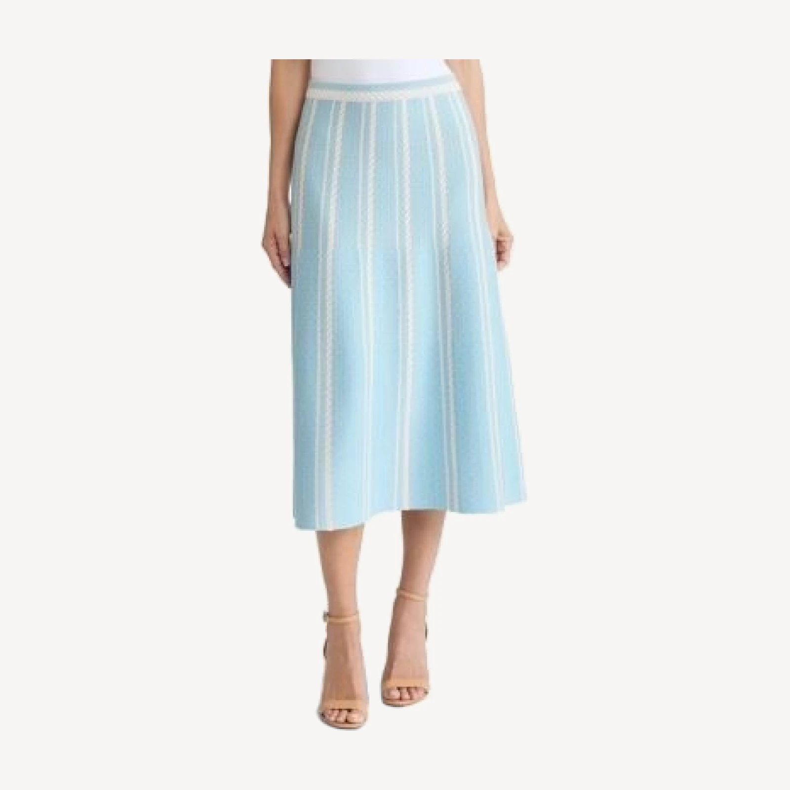 Ming Wang Roadmap Pattern Soft Knit Midi Skirt
