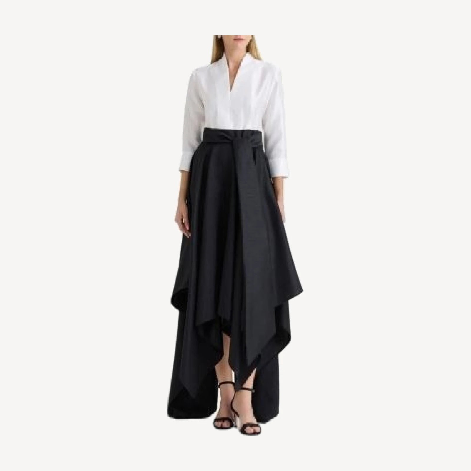 Ming Wang Fit-n-Flare Woven Maxi Dress