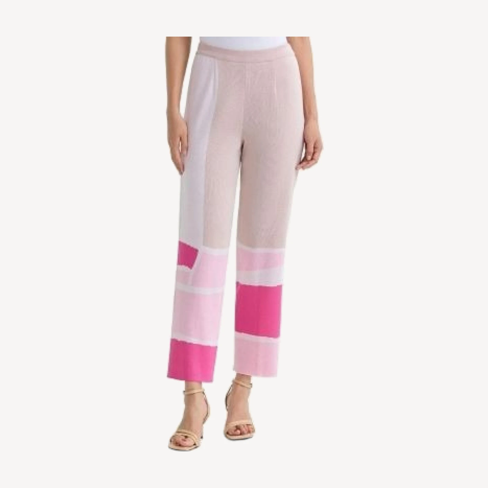 Ming Wang Colorblock Soft Knit Straight Leg Ankle Pants