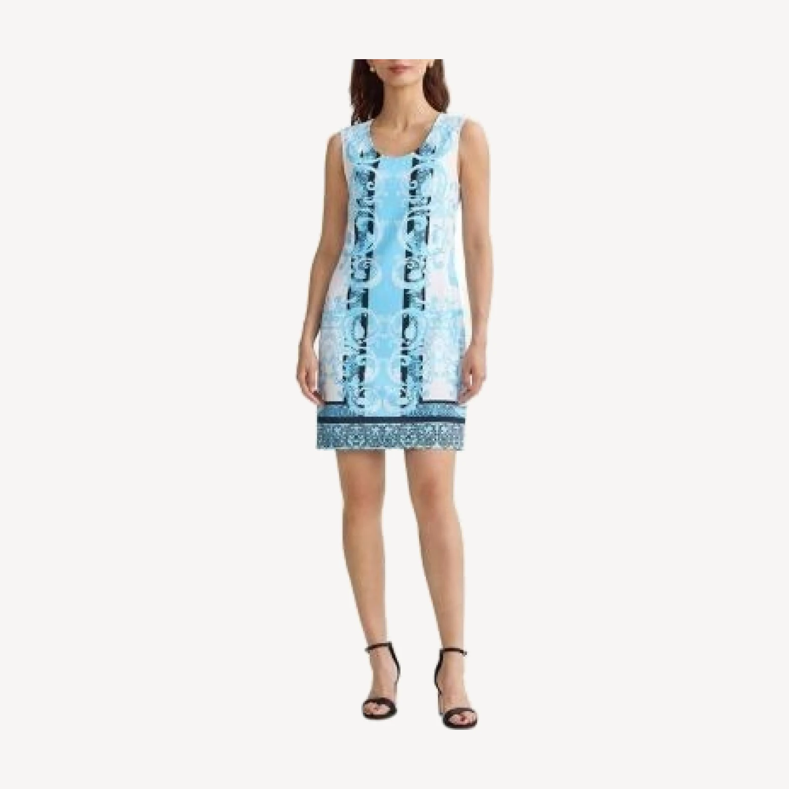 Ming Wang Printed Stretch Deco Crepe Sheath Dress