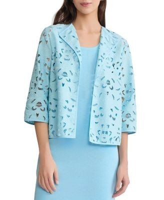 Ming Wang Embroidered Woven Topper