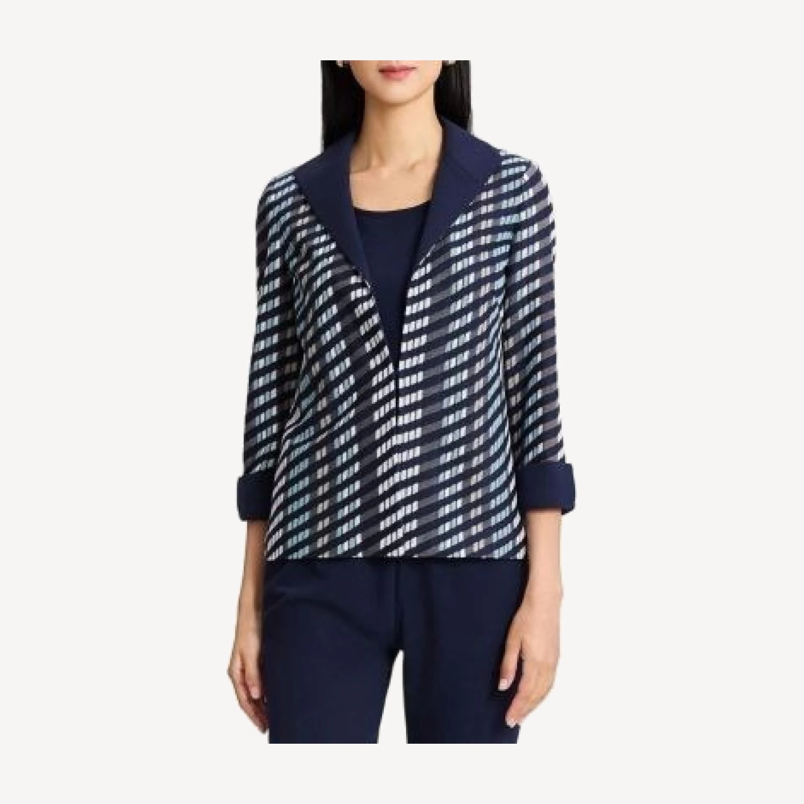 Ming Wang Mixed-Media Wing Collar Jacket