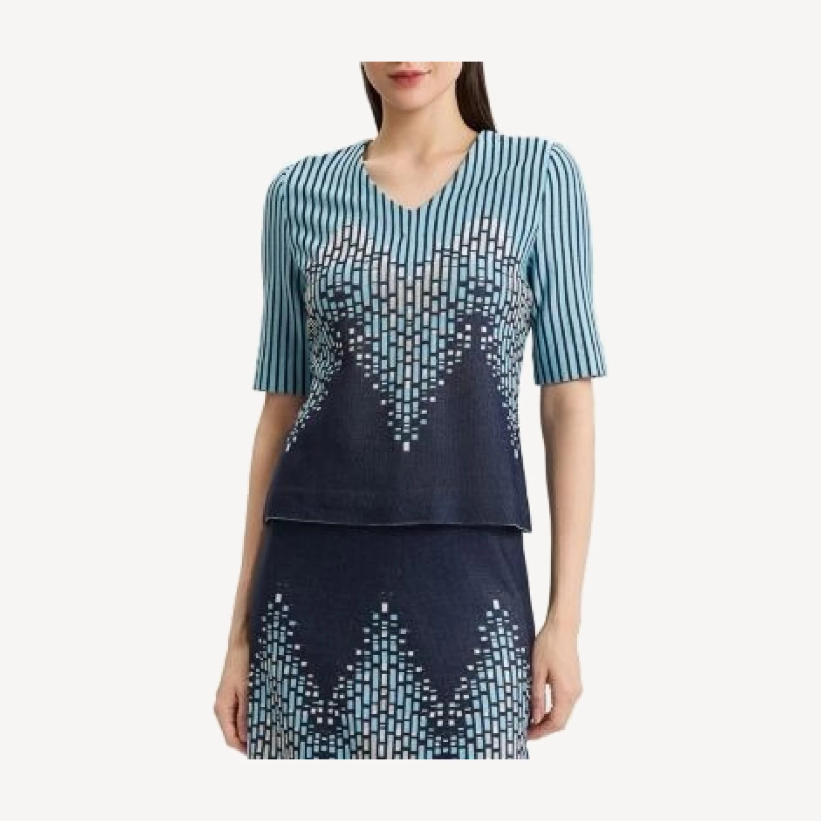 Ming Wang Linear Ombre Soft Knit Top