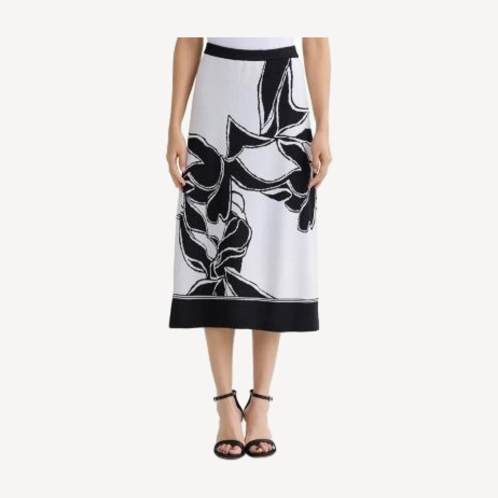 Ming Wang Floral Jacquard Soft Knit A-Line Midi Skirt