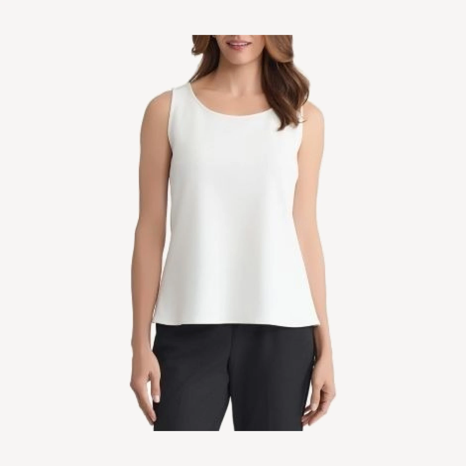 Ming Wang Stretch Deco Crepe Scoop Neck Tank