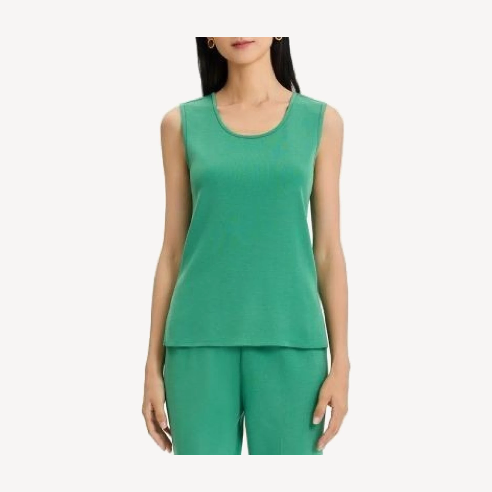 Ming Wang Scoop Neck Mid-Length Knit Tank