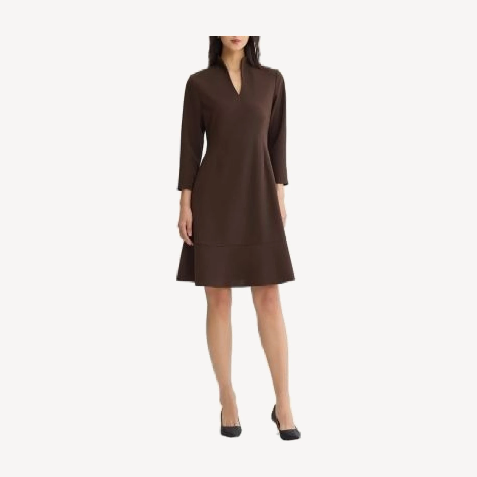 Ming Wang Stretch Deco Crepe Funnel Neck Midi Dress