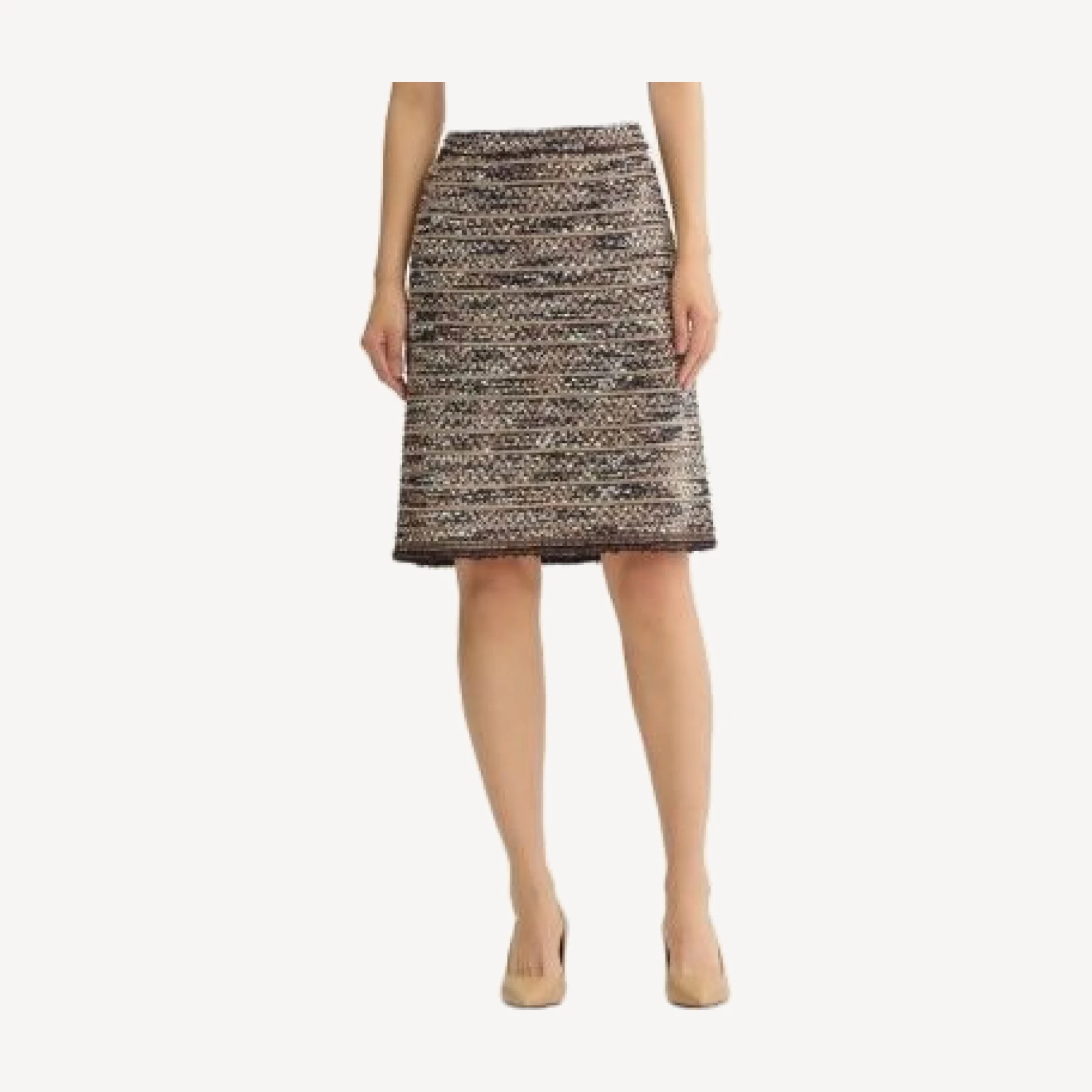 Ming Wang Eyelash Tweed Knit A-Line Skirt