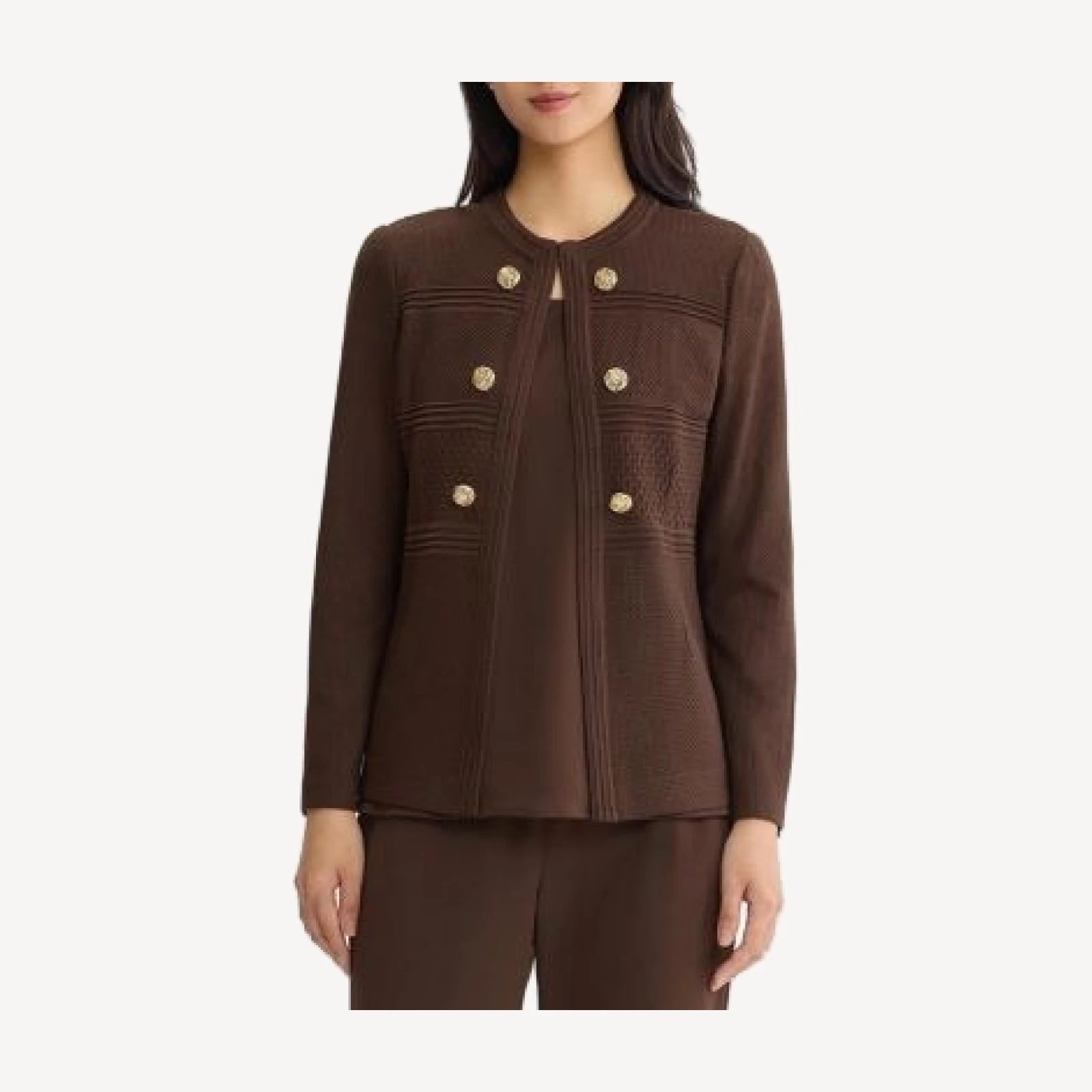 Ming Wang Plus Pointelle Tonal Knit Jacket