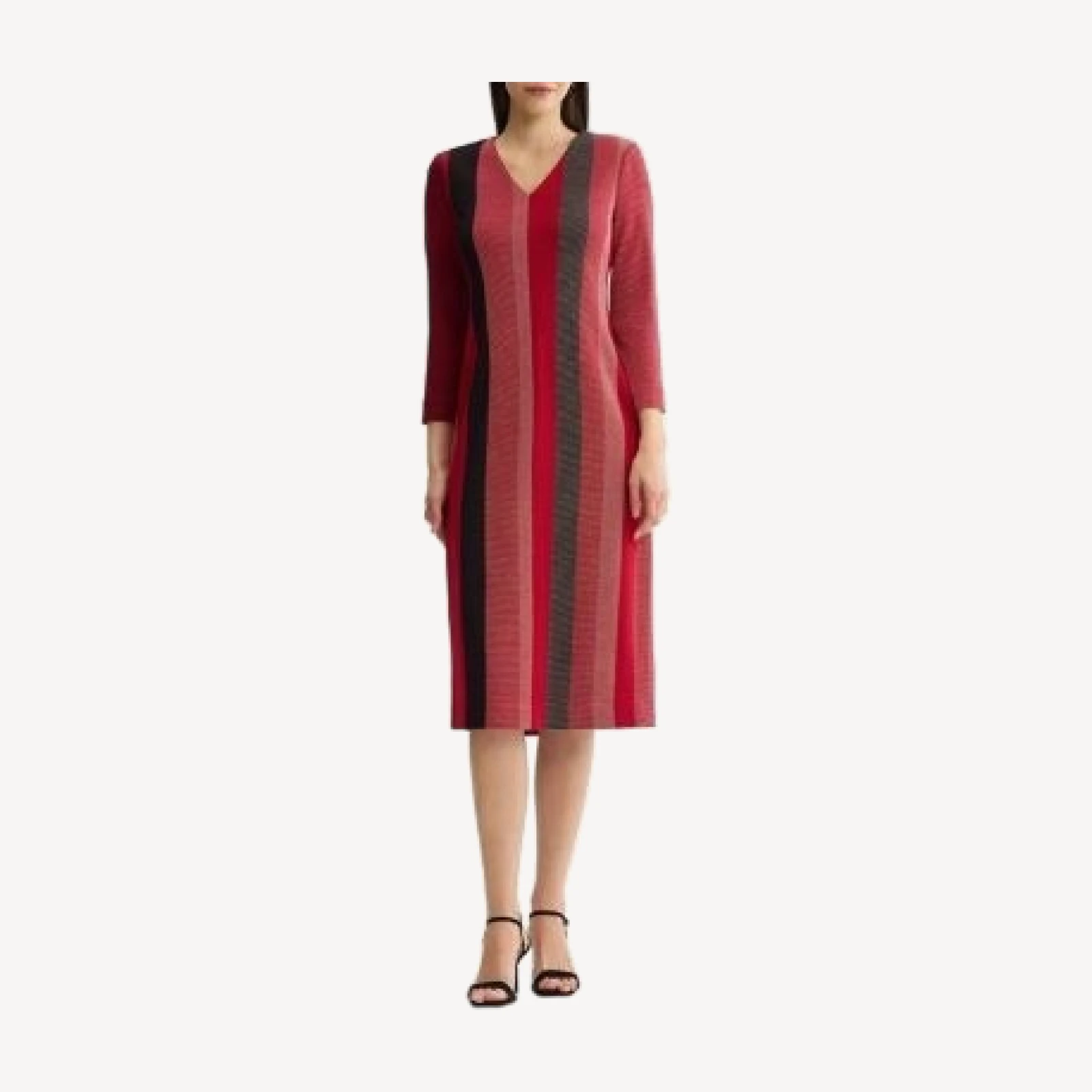 Ming Wang x Anna Marie Striped Lurex Soft Knit Sheath Dress