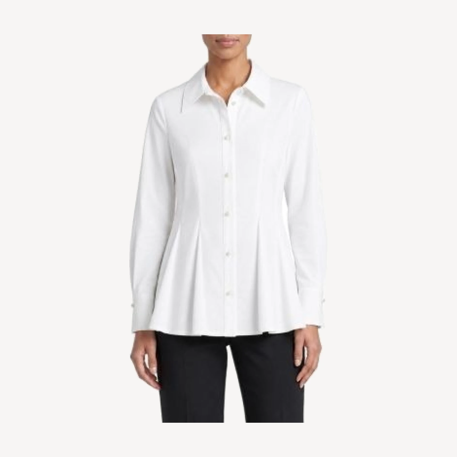 Ming Wang x Anna Marie Peplum Stretch Cotton Blouse
