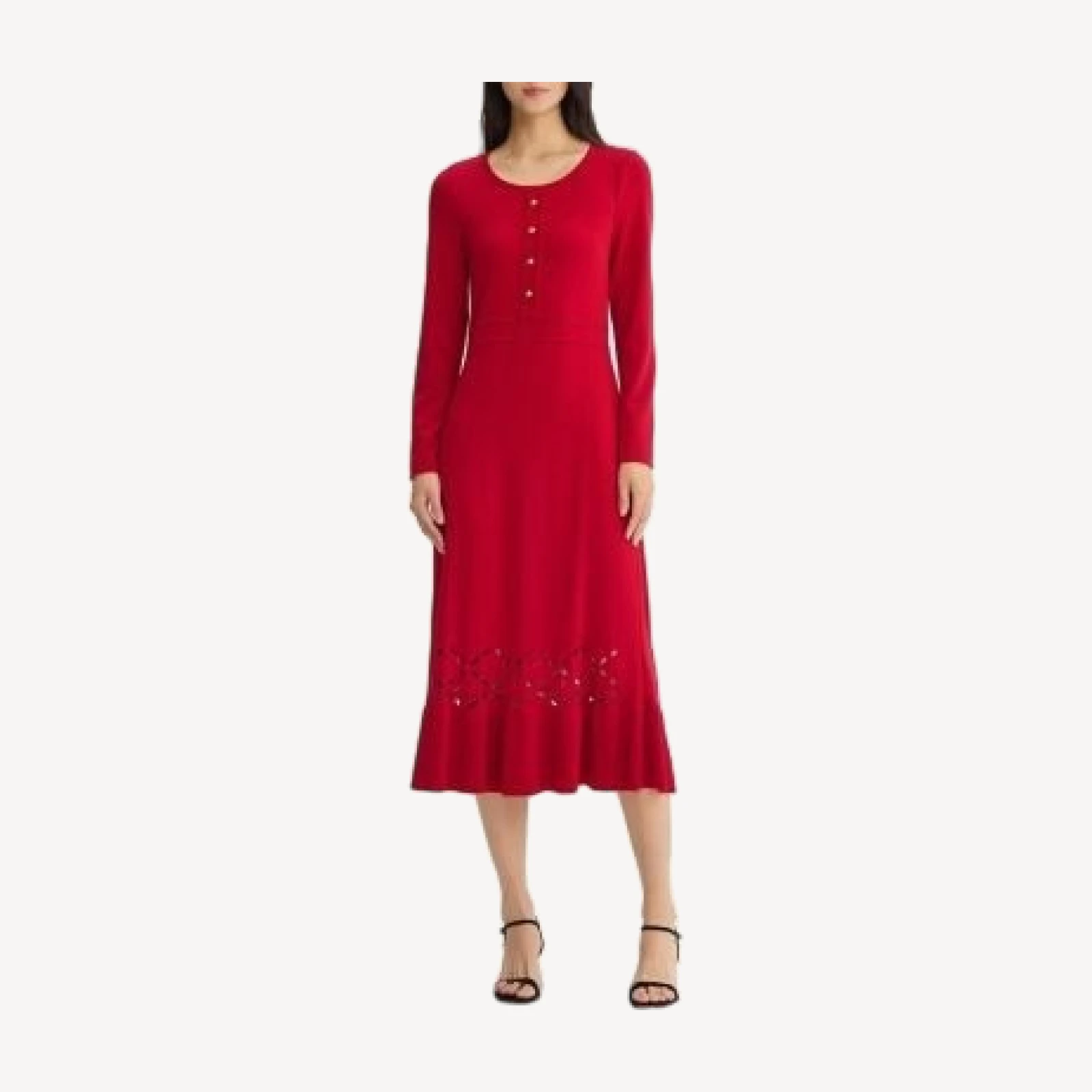 Ming Wang A-Line Flounce Hem Soft Knit Maxi Dress
