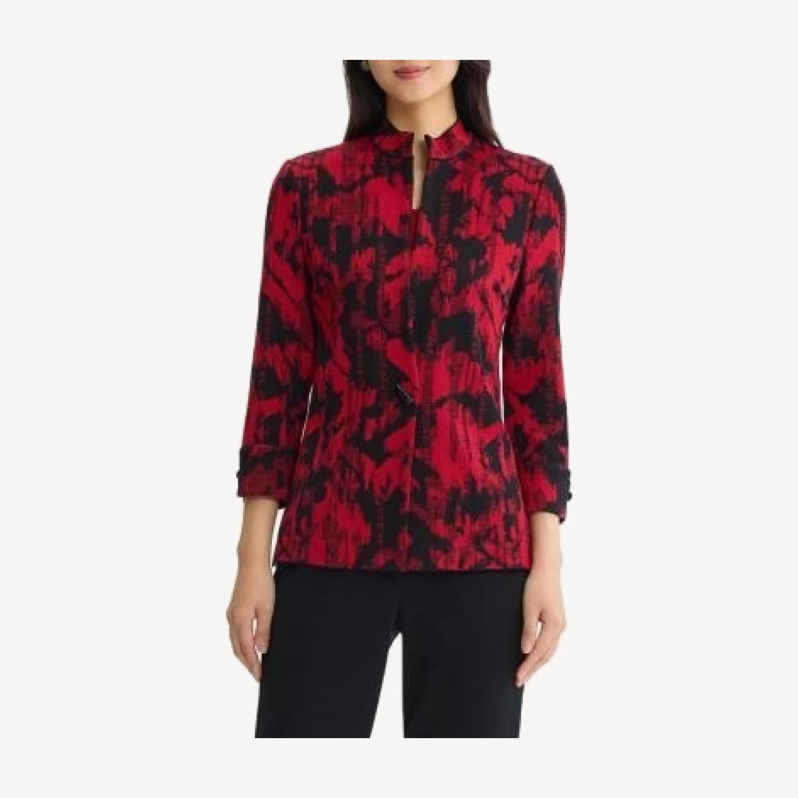 Ming Wang Classic Abstract Flat Knit Jacket