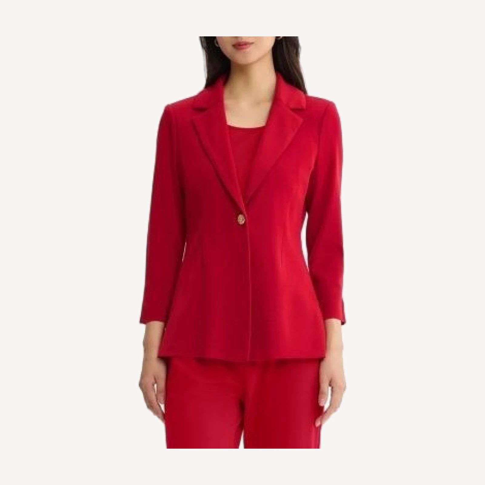 Ming Wang Plus Single-Button Knit Jacket