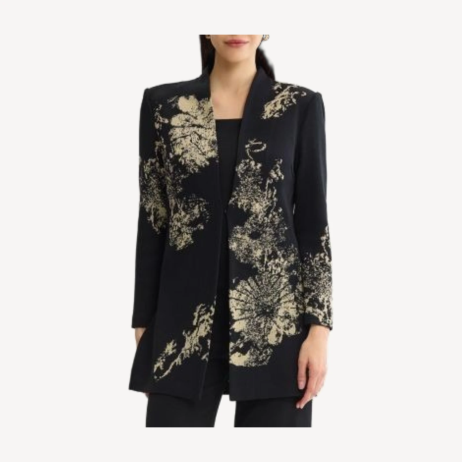 Ming Wang Plus Floral Lurex Knit Jacket