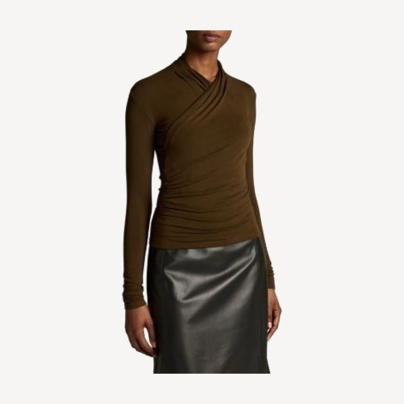 Vince Long Fixed Wrap Long Sleeve Top