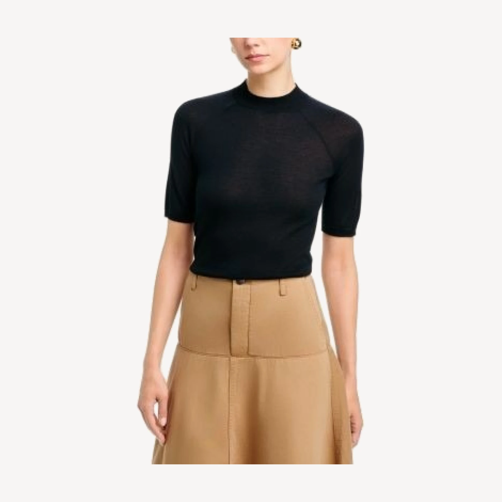 Vince Cashmere Silk Raglan Mock Neck Tee