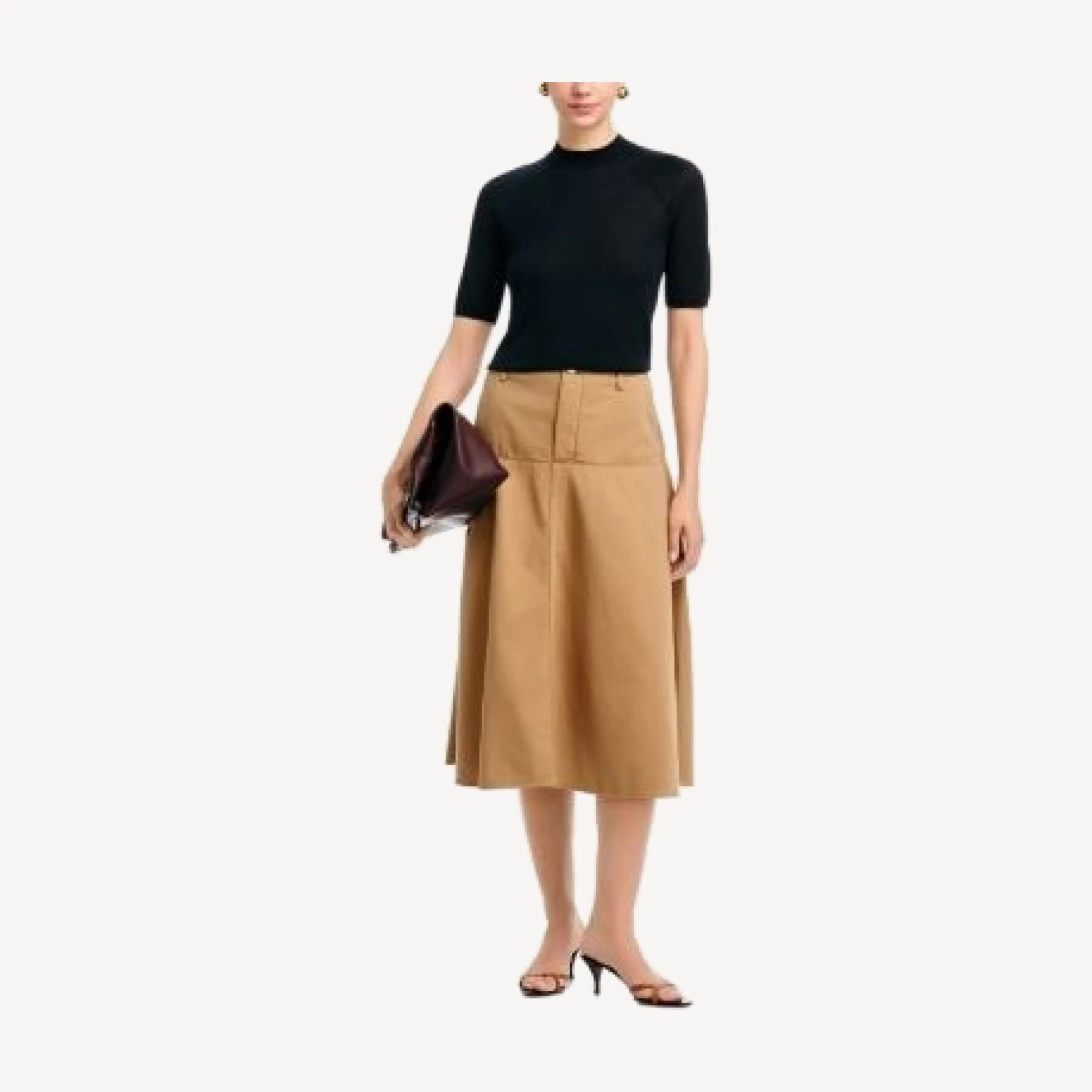 Vince Cashmere Silk Raglan Mock Neck Tee