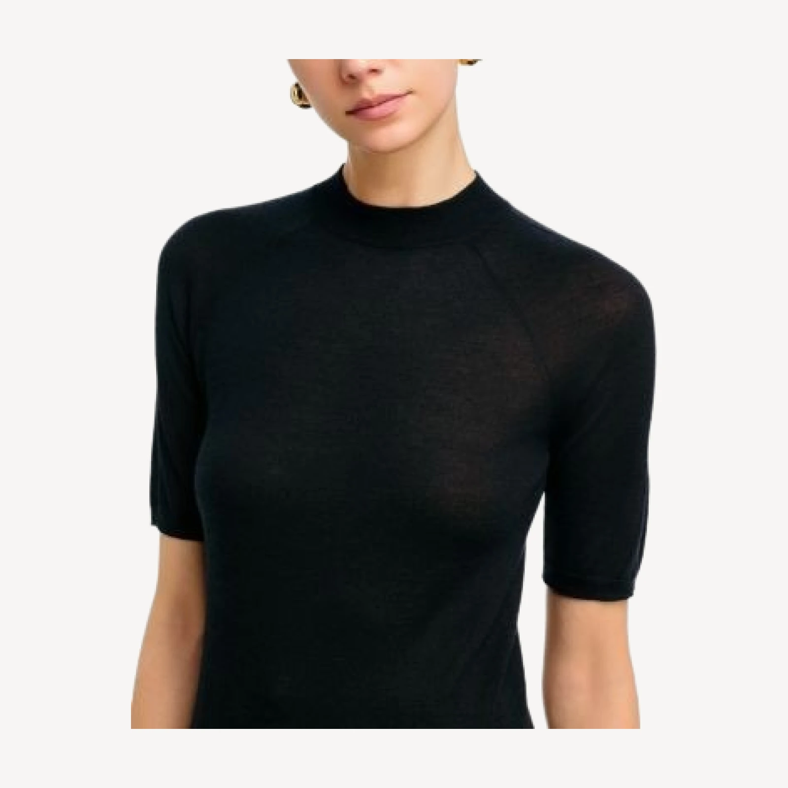 Vince Cashmere Silk Raglan Mock Neck Tee