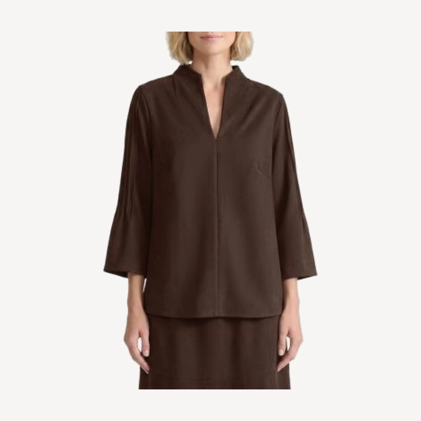 Ming Wang Flare Sleeve Faux Suede Blouse