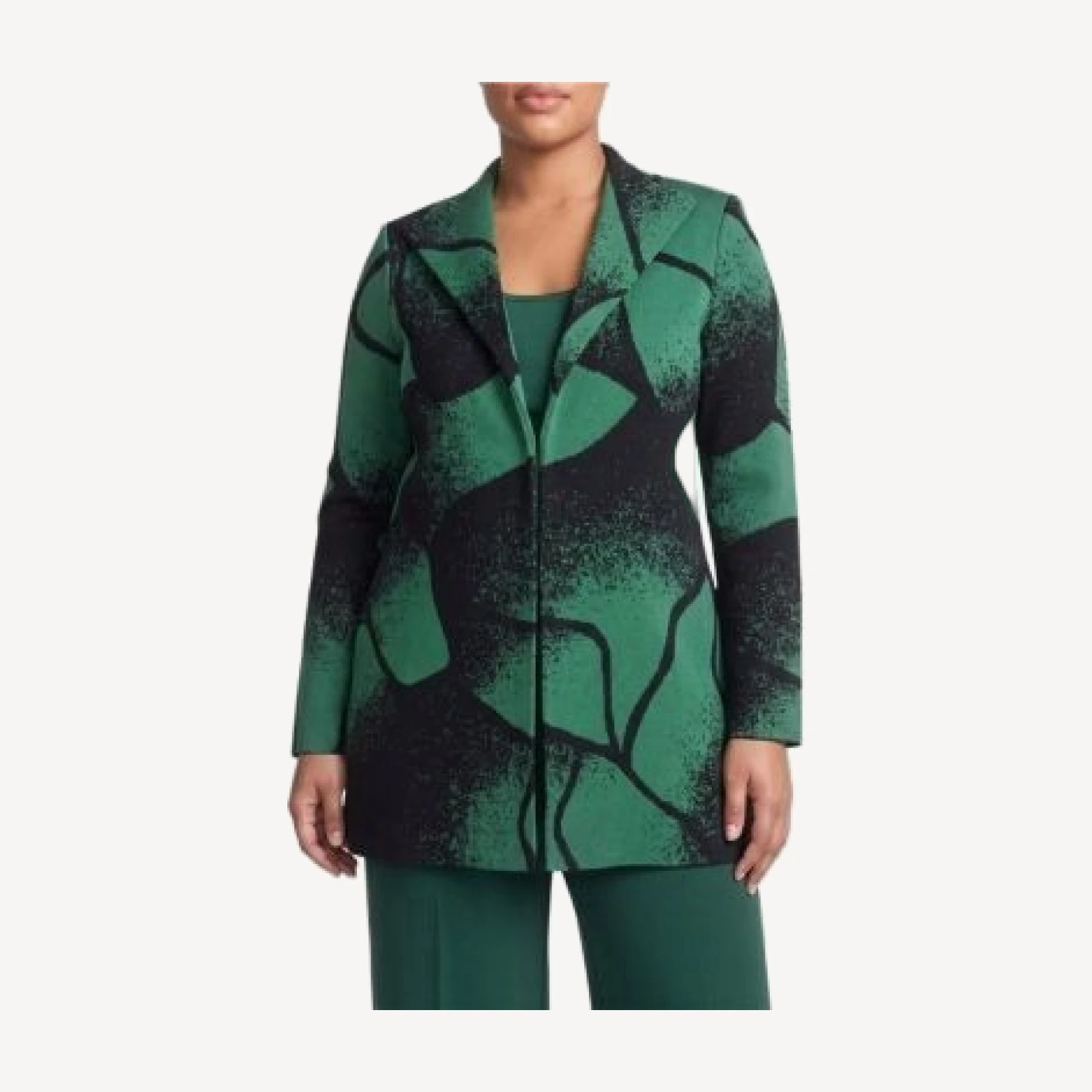 Ming Wang Plus Abstract Jacquard Knit Jacket