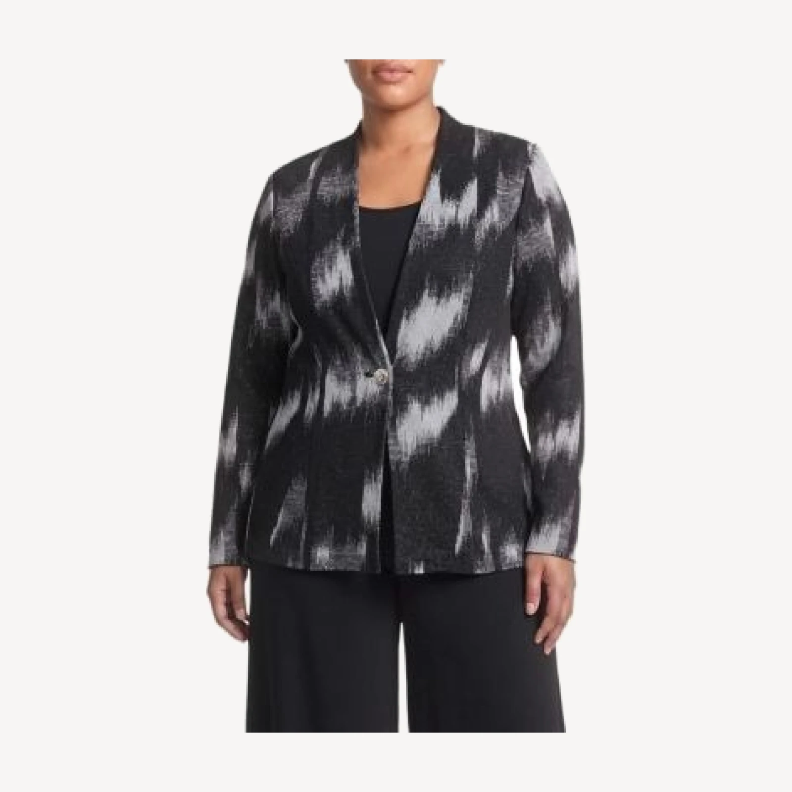 Ming Wang Silver Lurex Jacquard Knit Jacket