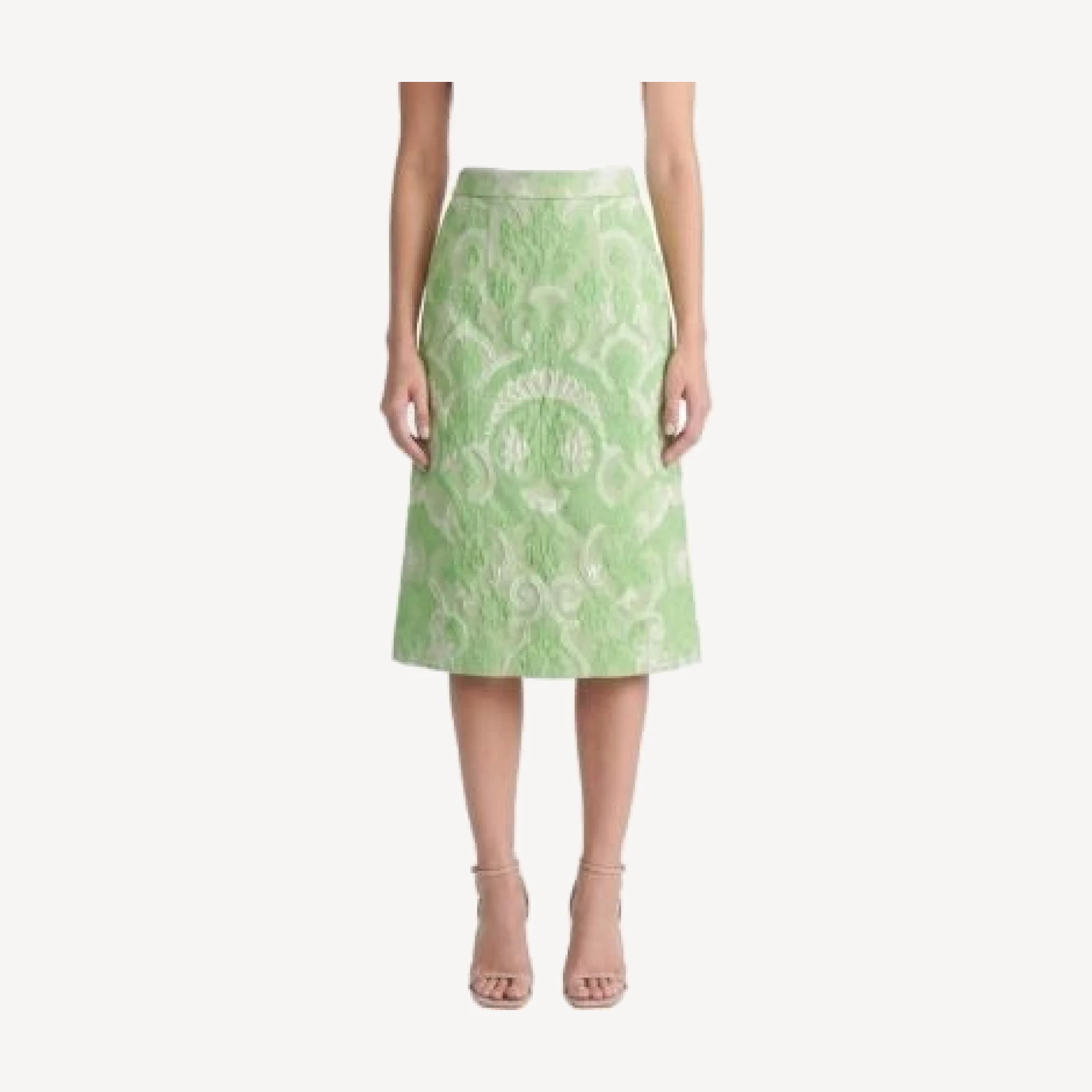 Ming Wang Damask Jacquard Woven Straight Midi Skirt