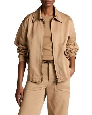 Vince Washed Cotton Zip Front Jacket