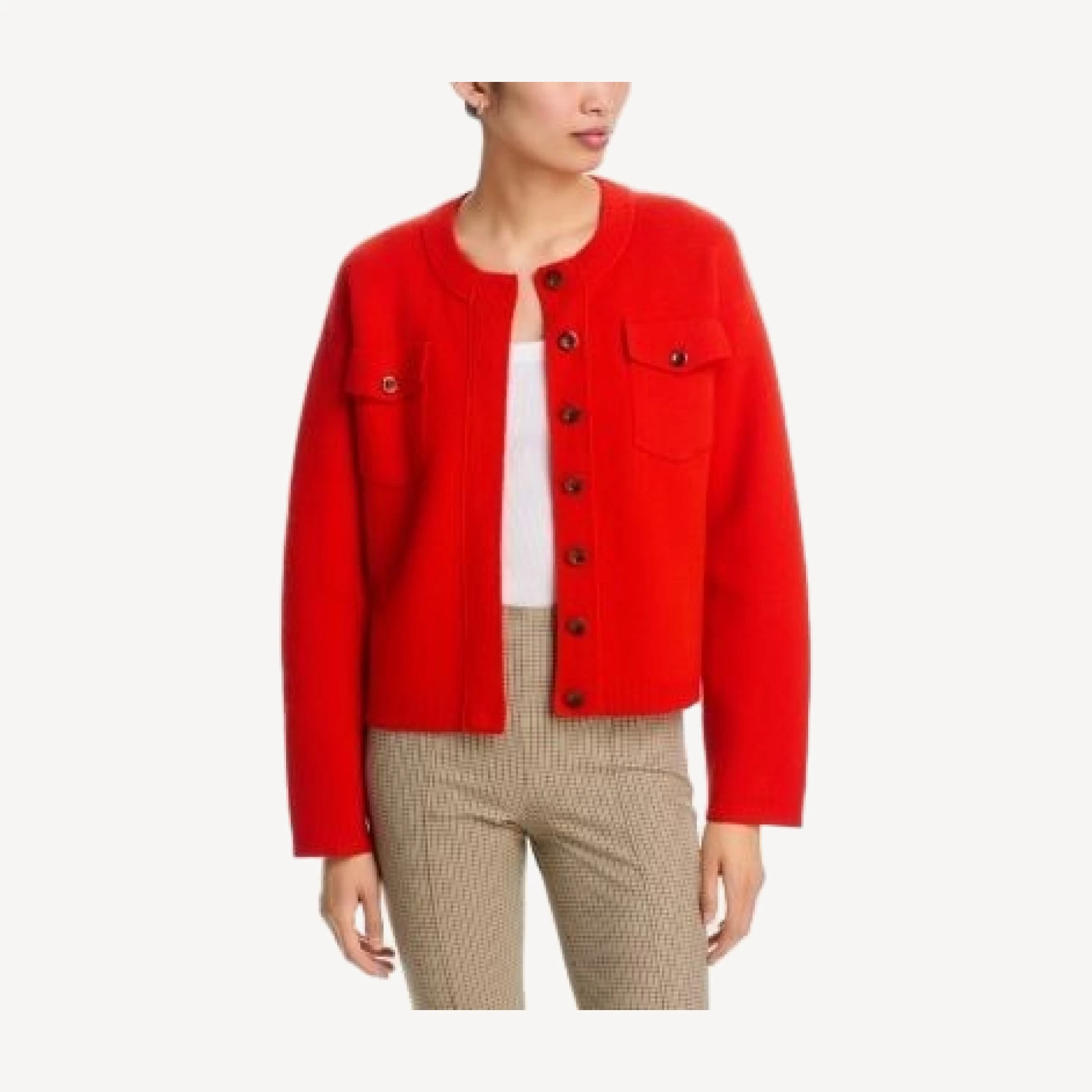 Vince Wool-Blend Patch Pocket Cardigan Sweater