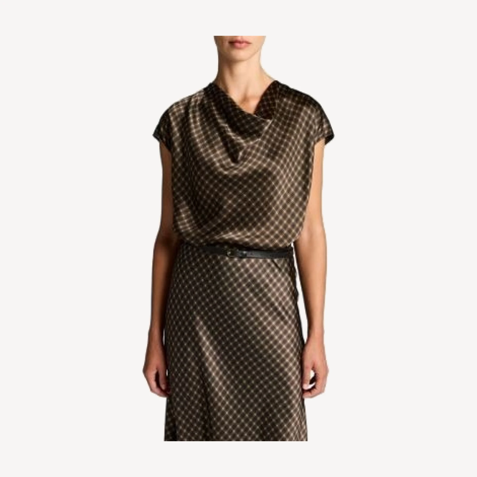 Vince Ombre Plaid Cowl Neck Silk Top