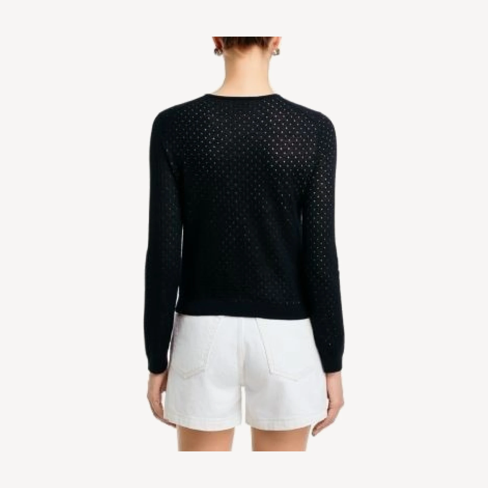Vince Crewneck Wool-Blend Dot Cardigan