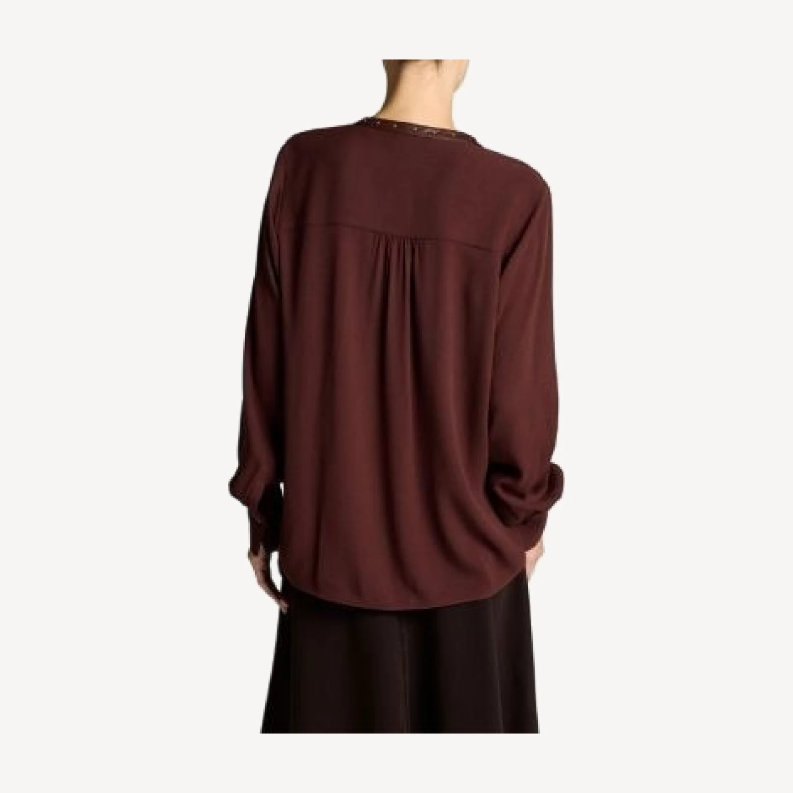 Vince Gathered Studded Trim Long Sleeve Top