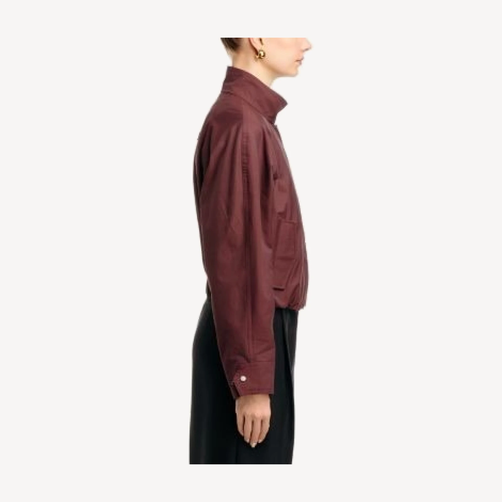 Vince Funnel Neck Zip Front Cotton-Blend Jacket
