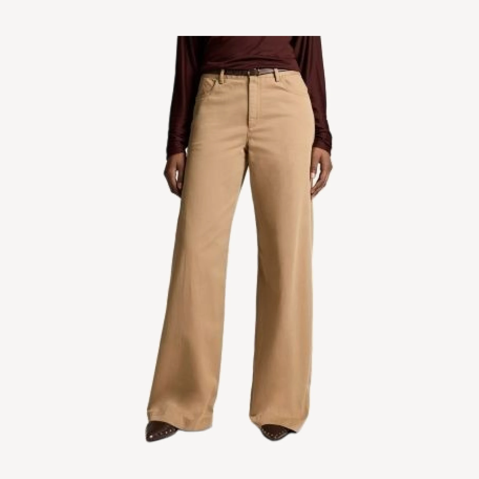 Vince Washed Cotton Mid Rise Wide Leg Pants