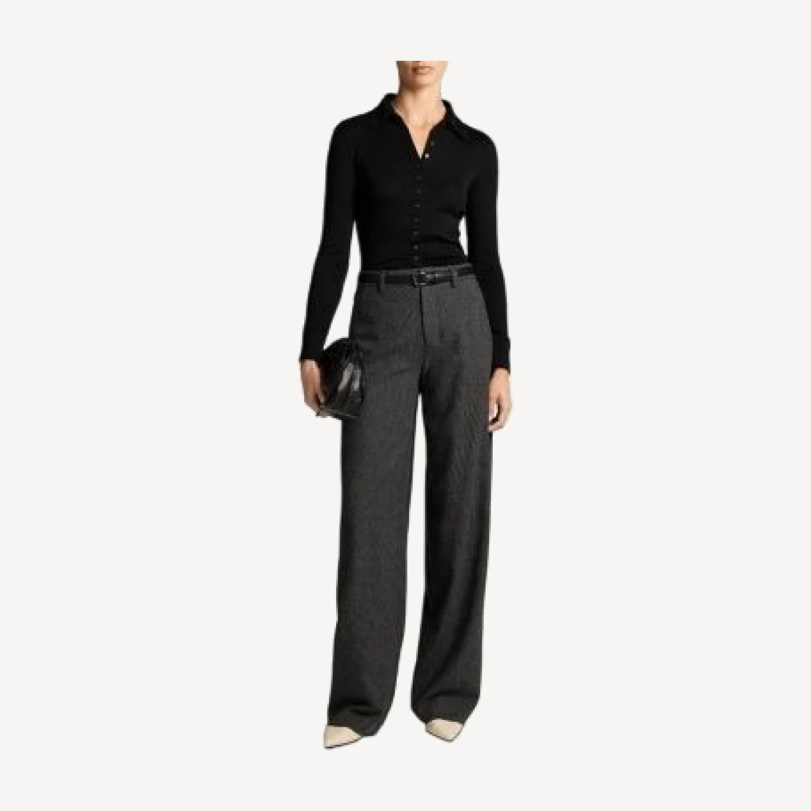 Vince Collared Button Front Long Sleeve Top
