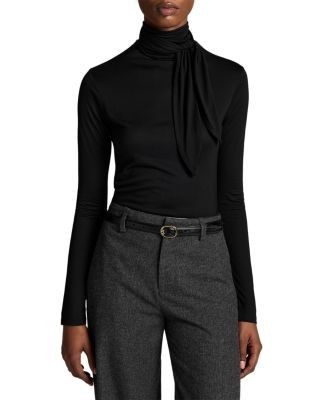 Vince Long Sleeve Tie Neck Top