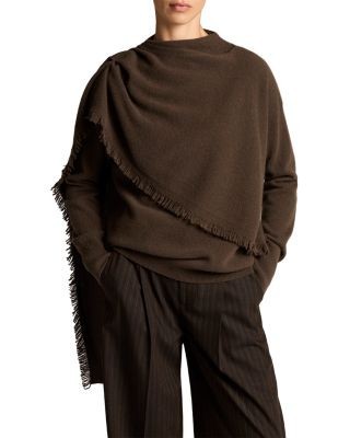Vince Wool & Cashmere Draped Fringe Scarf Sweater