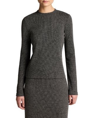 Vince Houndstooth Long Sleeve Crewneck Top