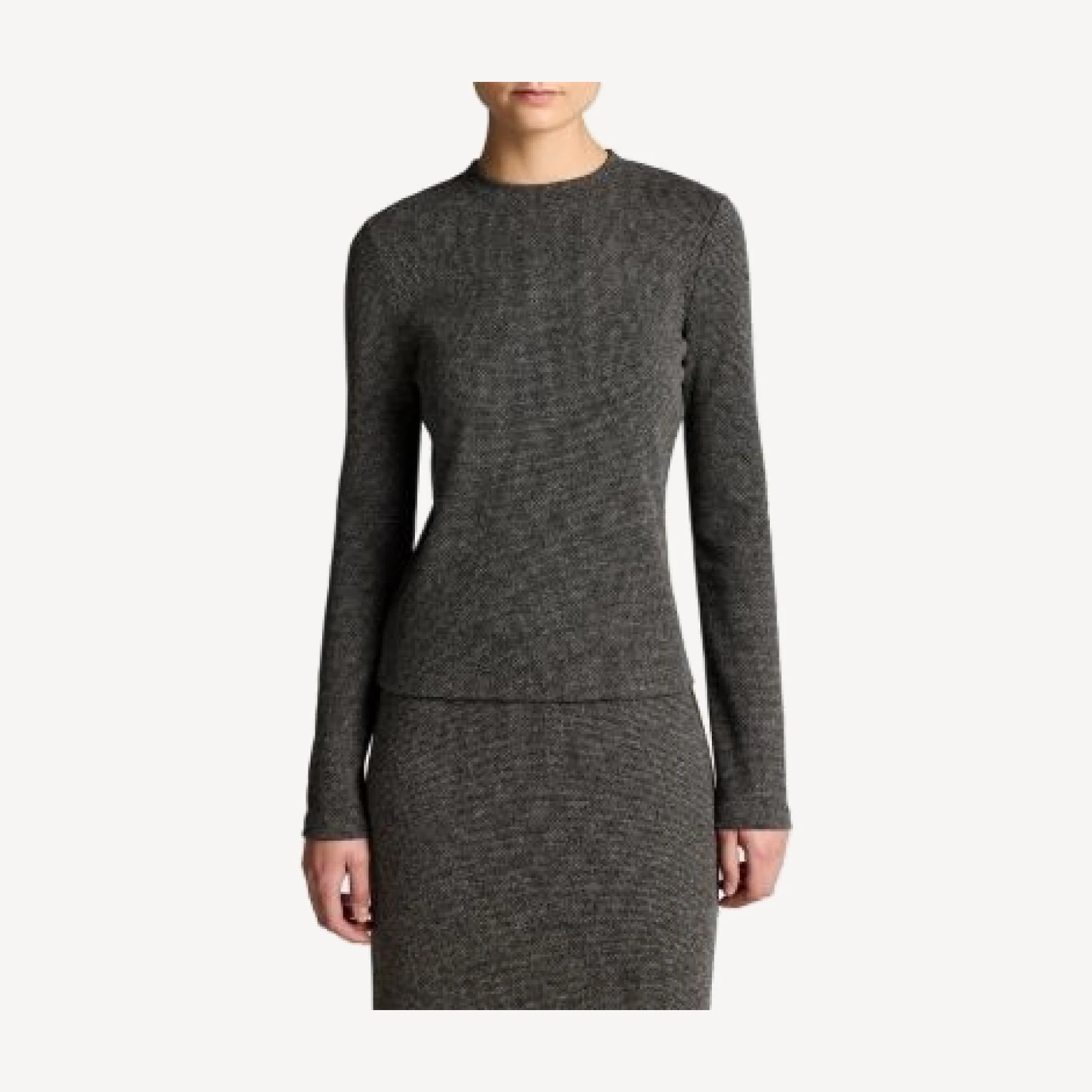 Vince Houndstooth Long Sleeve Crewneck Top
