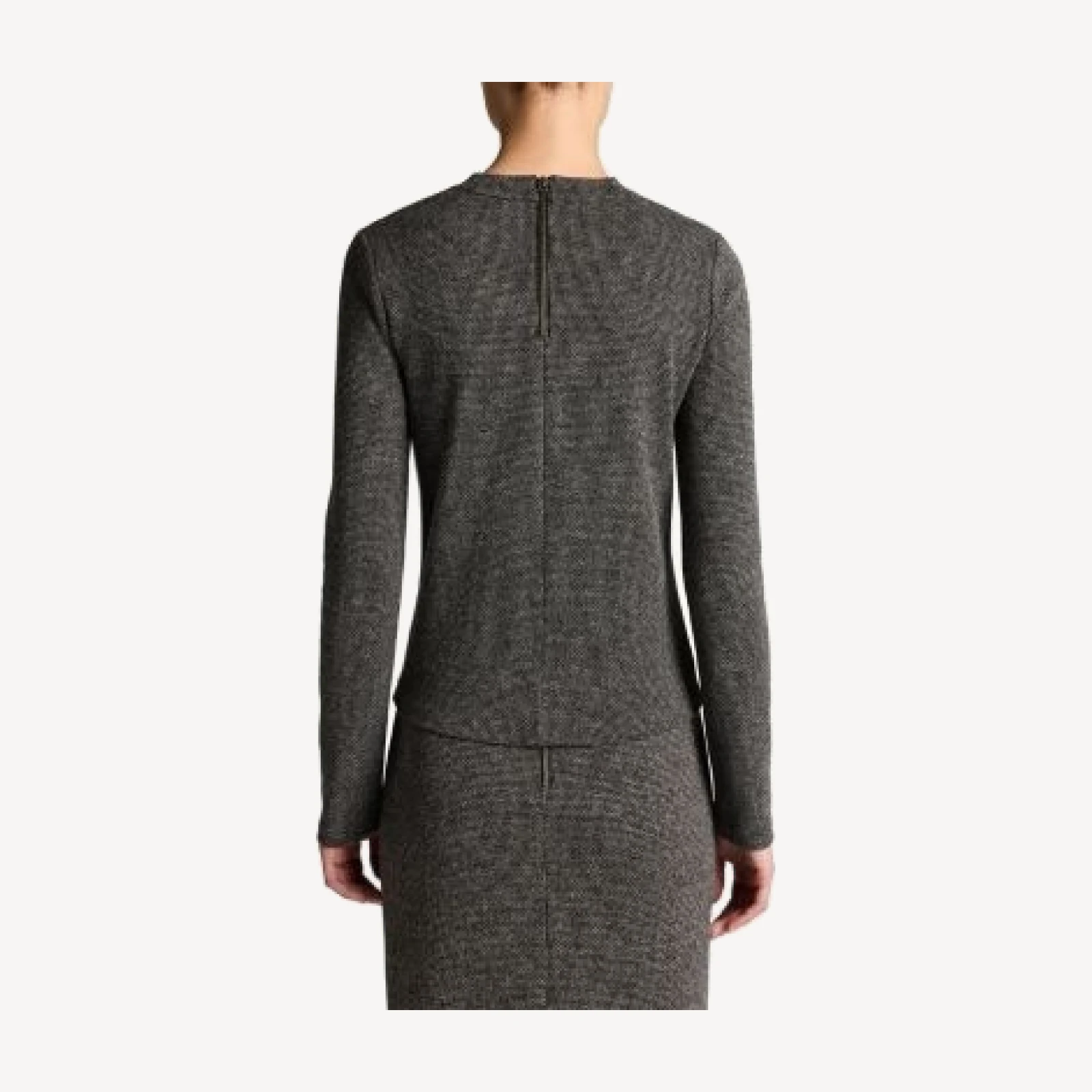Vince Houndstooth Long Sleeve Crewneck Top