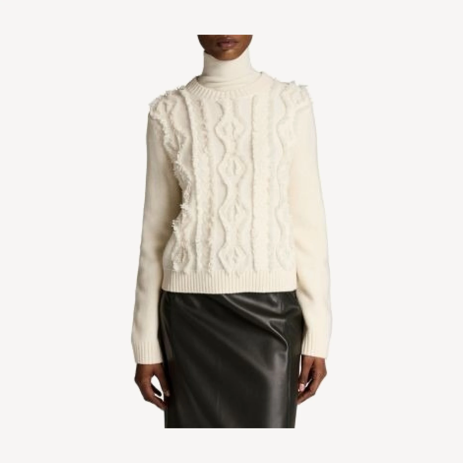 Vince Cut Float Wool Crewneck Cable Knit Sweater